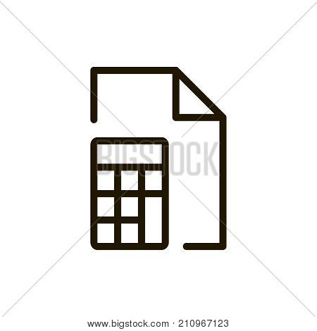 Calculator flat icon. Single high quality outline symbol of calculation for web design or mobile app. Thin line signs of internet for design logo, visit card, etc. Outline pictogram of calculator