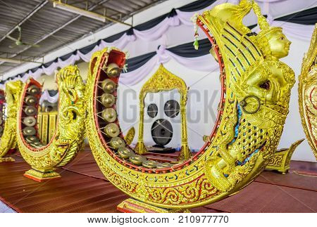 Thai musical instrument gold pattern beautiful . used to beat or knock a melody.