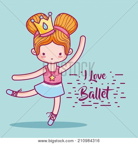 girl practice ballet to elegant preformer vector illustration