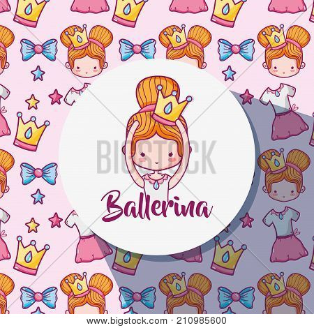 girl practice ballet to elegant preformer background vector illustration