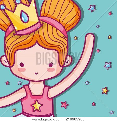 girl practice ballet to elegant preformer vector illustration