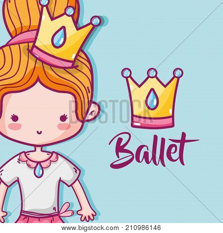girl practice ballet to elegant preformer vector illustration