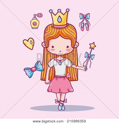 ballerina accesories decoration to elegance performance vector illustration
