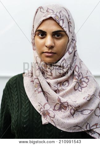 A cheerful Muslim woman
