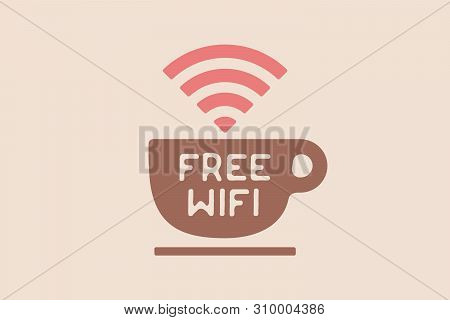 Poster With Cup Of Coffee And Text Free Wifi