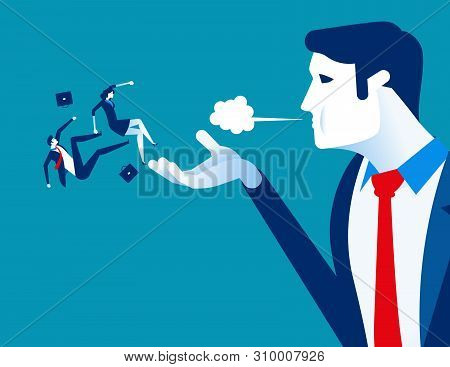 Blown Away. Manager Dismiss Employees. Concept Business Labor Vector Illustration.