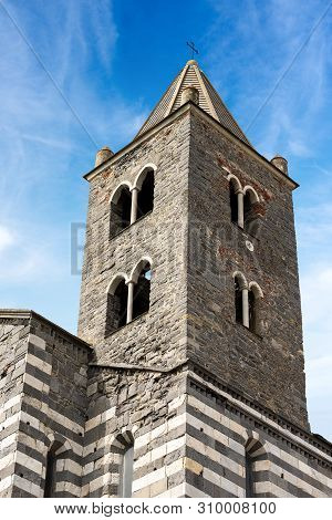 Detail Of The Medieval Church Of San Pietro (st. Peter Consecrated In 1198) In Portovenere Or Porto 
