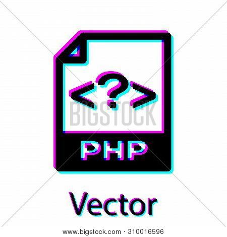 Black Php File Document Icon. Download Php Button Icon Isolated On White Background. Php File Symbol