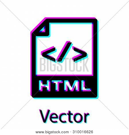 Black Html File Document Icon. Download Html Button Icon Isolated On White Background. Html File Sym