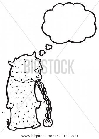 cartoon dancing bear in ball and chain