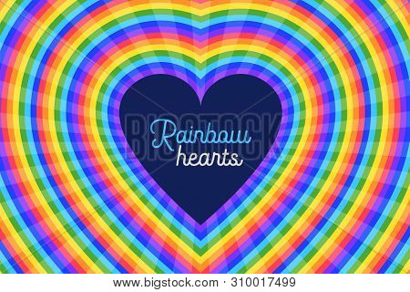 Colorful Rainbow Hearts Design Background Vector Illustration