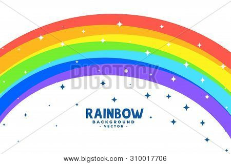 Curve Rainbow Arc With Stars Background Vector Illustration