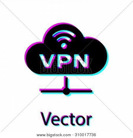 Black Vpn Network Cloud Connection Icon Isolated On White Background. Social Technology. Cloud Compu