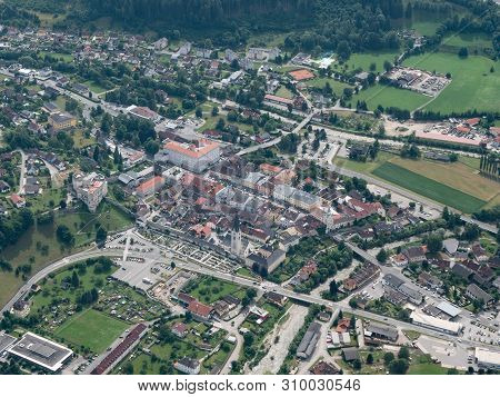 Gmuend In Carinthia, Austria - Aerial View - Medieval Town Center And Tourist Attraction