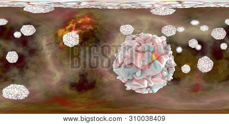 Polioviruses, 360 Degree Vr Spherical Panorama View. An Rna Virus From Picornaviridae Family That Ca