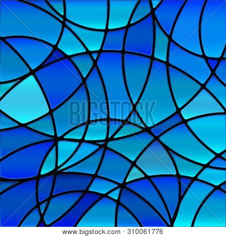 Abstract Vector Stained-glass Mosaic Background - Blue Circles