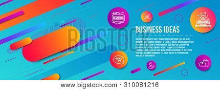 Header Banner. Quickstart Guide, Typewriter And Fastpass Icons Simple Set. Add Person, Chart And Gif