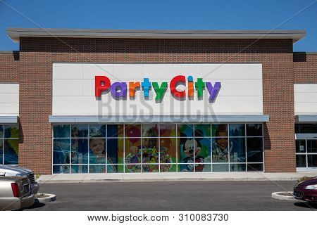 Kokomo - Circa July 2019: Party City Retail Strip Mall Location. Party City Provides Costumes And Su