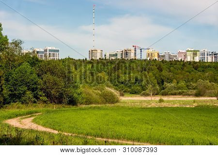 View Of The Modern Urban Development From A Distance From The Forest And Fields. Obninsk, Russia - M
