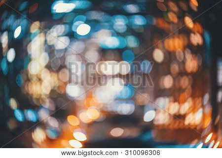 Blurred Abstract Bokeh Background Of San Francisco City Lights At Night