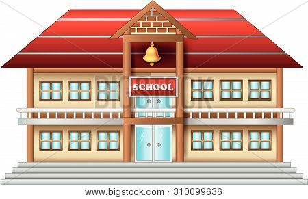 Funny School Building Cartoon For Your Design