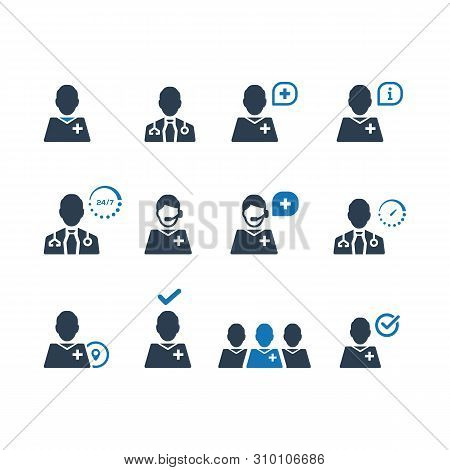 Beautiful, Meticulously Designed Doctor Icon Set (blue Version)
