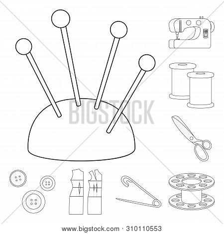 Isolated Object Of Fashion And Tailoring Icon. Set Of Fashion And Textile Bitmap Icon For Stock.