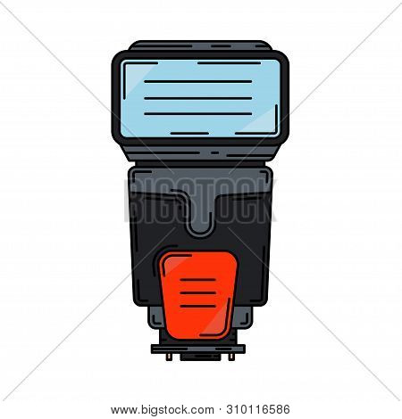 Line Color Vector Icon Digital Photographer Professional Equipment. Photography Art. Photographic Ca