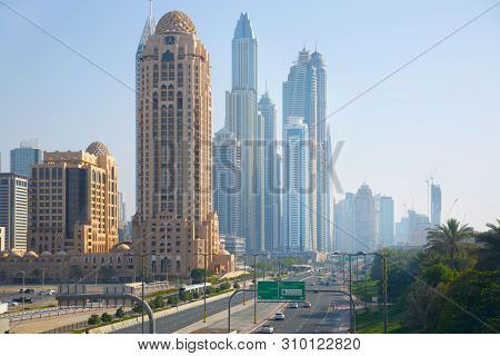 Dubai, Uae United Arabs Emirates - 29 May, 2019: Arjaan Building And Dubai Marina Skyscrapers At The