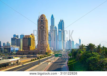 Dubai, Uae United Arabs Emirates - 29 May, 2019: Arjaan Building And Dubai Marina Skyscrapers At The