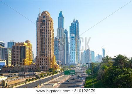 Dubai, Uae United Arabs Emirates - 29 May, 2019: Arjaan Building And Dubai Marina Skyscrapers At The
