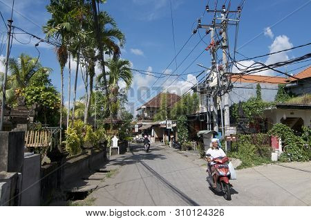 Ubud, Bali, Indonesia - 17th May 2019 : View On The Jalan Bilsma Road One Of The Most Characteristic