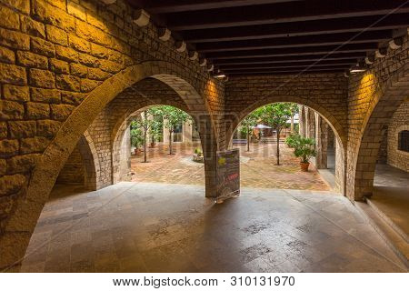 Barcelona, Spain- 09 November 2014: View Of The Courtyard Of The Salle Dexposition Et Atrium, Museum