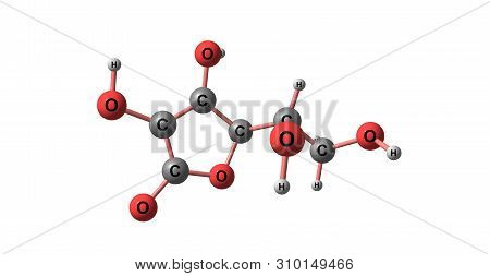 Ascorbic Acid Molecular Structure Isolated On White