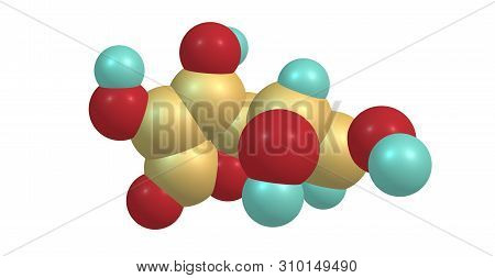 Ascorbic Acid Molecular Structure Isolated On White