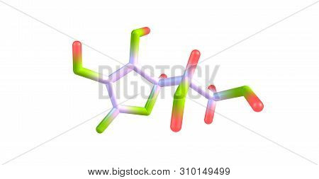 Ascorbic Acid Molecular Structure Isolated On White