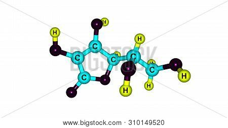Ascorbic Acid Molecular Structure Isolated On White