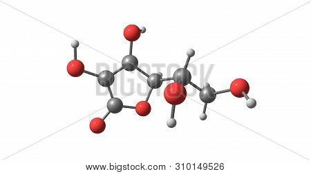 Ascorbic Acid Molecular Structure Isolated On White