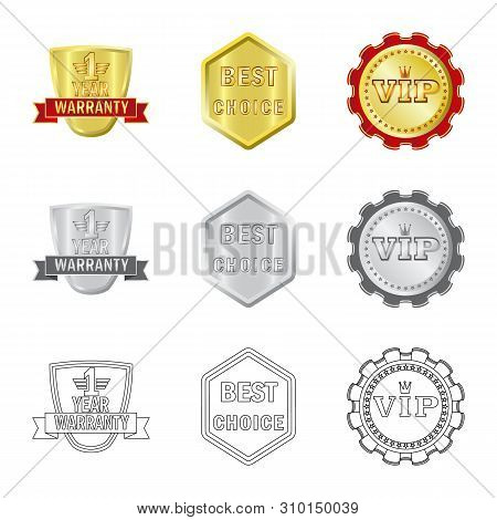 Vector Design Of Emblem And Badge Sign. Set Of Emblem And Sticker Stock Vector Illustration.
