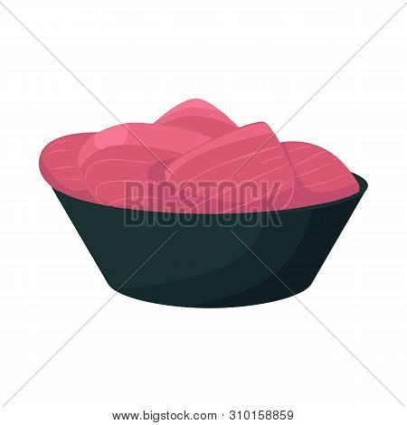 Vector Illustration Of Ginger And Sushi Symbol. Set Of Ginger And Pickled Stock Symbol For Web.