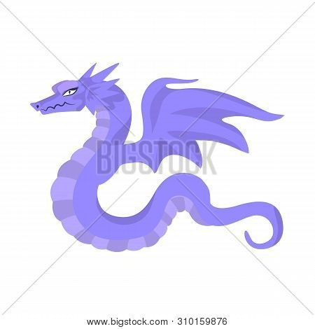 Isolated Object Of Dragon And Tail Sign. Set Of Dragon And Beast Vector Icon For Stock.