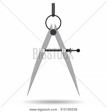 Metal Drawing Tool For Drawing Circles - Compass. Vector Illustration.