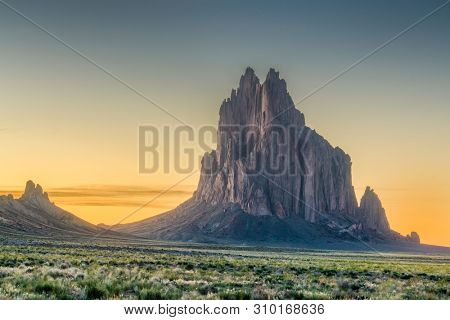 Shiprock, New Mexico, USA at the Shiprock rock formation.