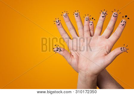 Waggish happy fingers with team building concept