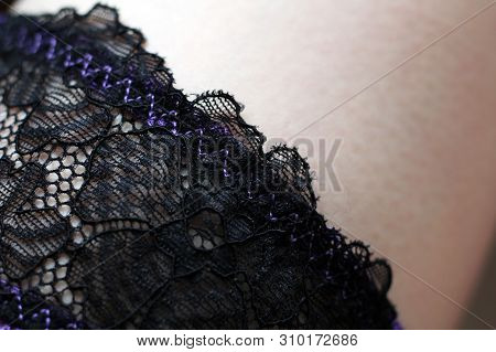 Black Guipure. Black Fabric With Ornament. So Close.