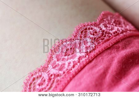 Pink Guipure. Pink Fabric With Ornament. So Close.