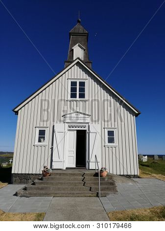 Small, Rural Church Standakirkja In Iceland, Europe