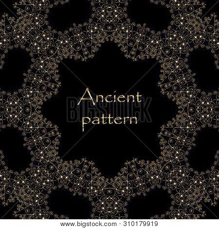 Geometrical Abstract Vector Art Deco Pattern From Gold Hand Drawn Elements. Textile Fantasy Print. W