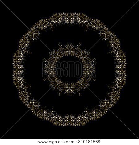 Geometrical Abstract Vector Art Deco Pattern From Gold Hand Drawn Elements. Textile Fantasy Print. W