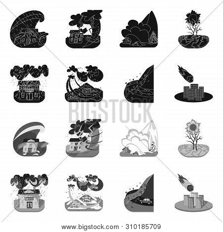 Vector Design Of Weather And Distress Icon. Set Of Weather And Crash Stock Symbol For Web.